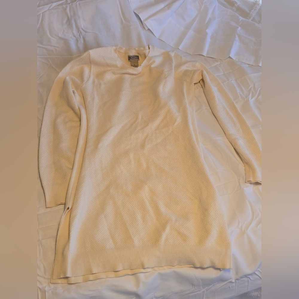 Duluth Trading Co Long Sweater, Cream, Small